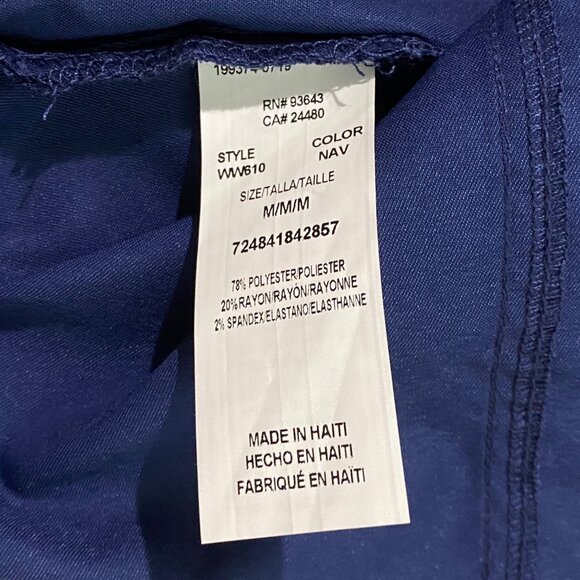 Cherokee Workwear Womens Scrub Top M Navy Blue Medical Dental Vet Tech Uniform - Picture 4 of 7